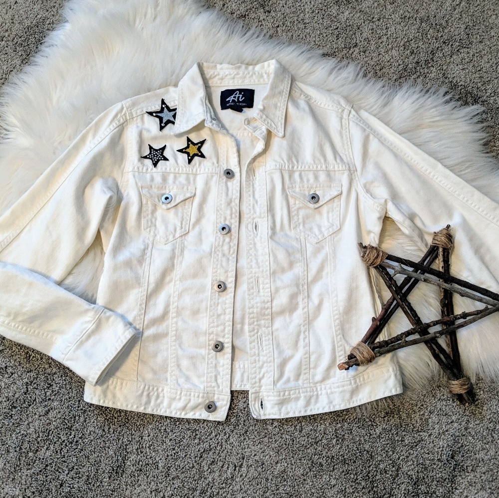 Ai | white stars denim jacket